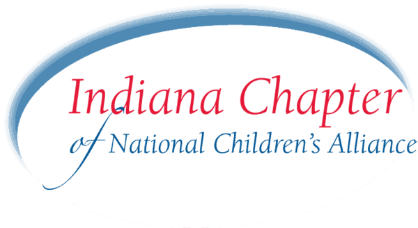 Indiana Chapter of National Children's Alliance in red and blue.